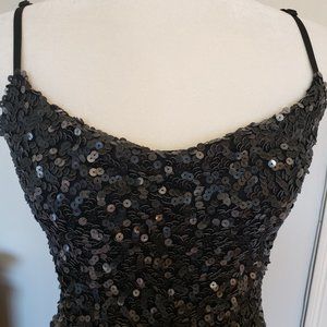 Cosmo Black Leather Sequined Tank